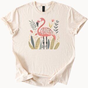 Flamingo Graphic T Shirt Pink Bird Nature Garden Art Animal Lover Tee Shirt